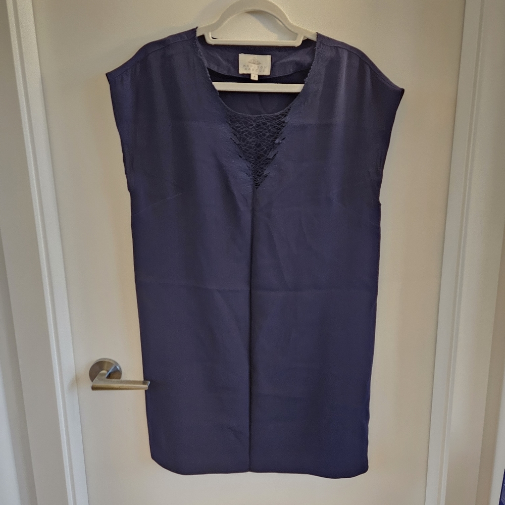 Madison Marcus Blue Silk Tunic Dress Medium